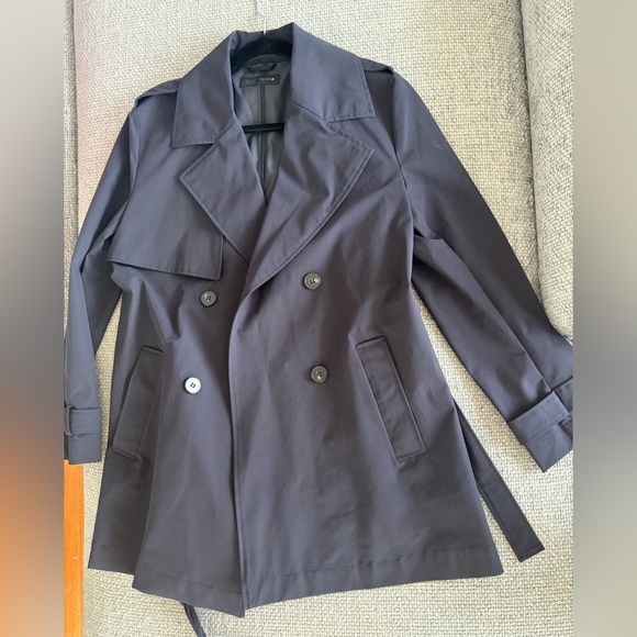 Zara Navy Blue Belted Midi Trench Coat Size Small – Brand New - Picture 11 of 13